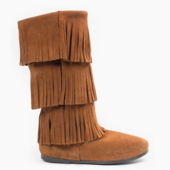 Minnetonka 3- Layer Fringe Boots Size 8 - Picture 1 of 9